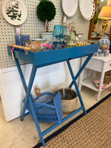 Blue Bamboo Handle Tray Stand